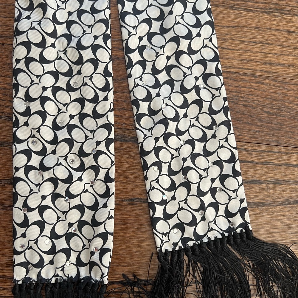 Coach Black/White or Blue Silk Scarf